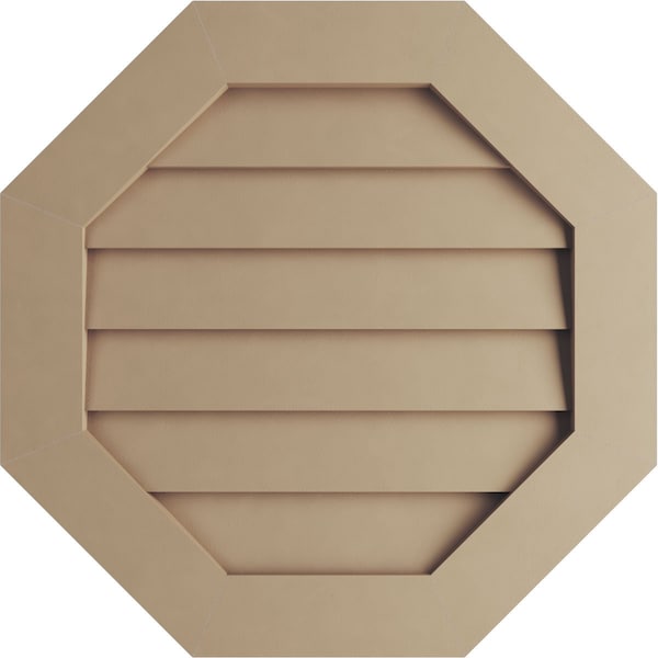 Ekena Millwork Timberthane Rustic Smooth Octagonal Faux Wood Non-Functional Gable Vent, Primed Tan, 33"W x 33"H GVUROC33X33DSMPR - main